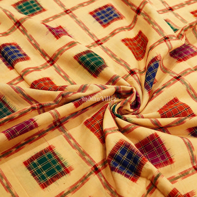 Exclusive Light Yellow Aswini Sambalpuri Ikat Cotton Fabric