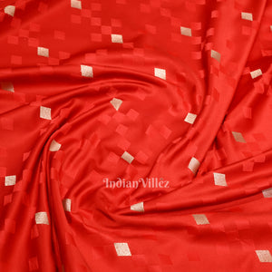 Deep Blood Red Soft Pure Mashru Satin Silk Banarasi Saree