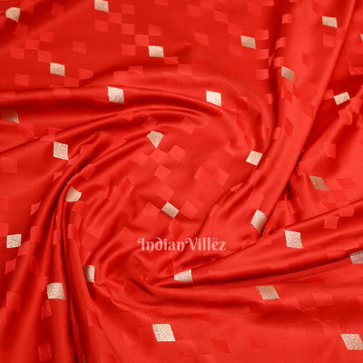 Deep Blood Red Soft Pure Mashru Satin Silk Banarasi Saree