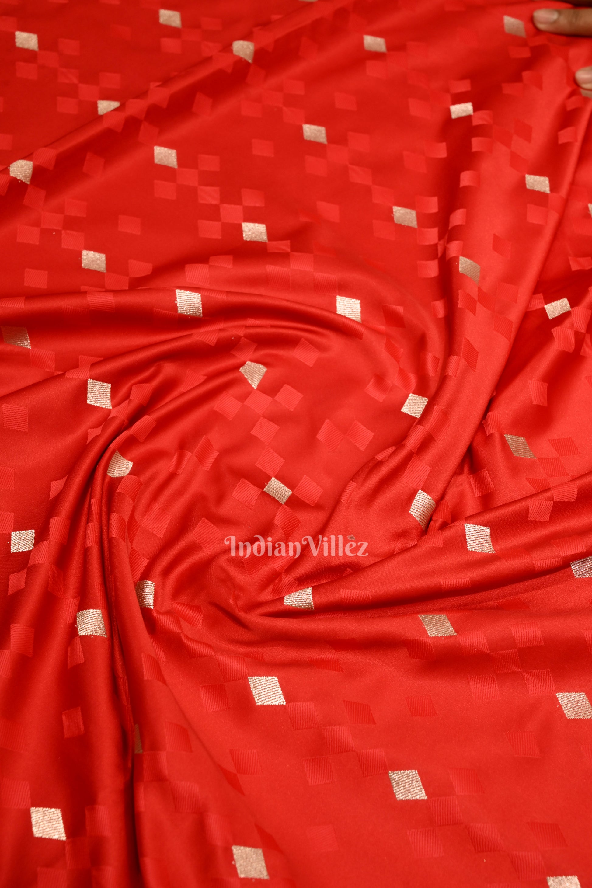 Deep Blood Red Soft Pure Mashru Satin Silk Banarasi Saree