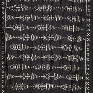 Black Tribal Art with Pasapali Border Contemporary Silk Saree