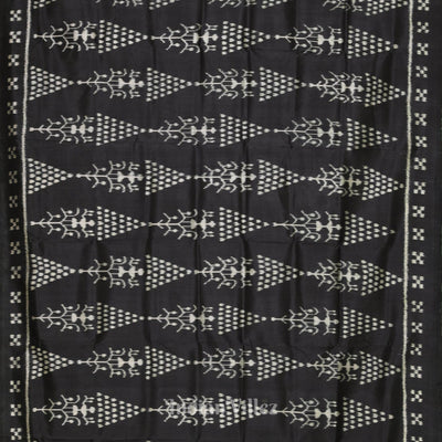 Black Tribal Art with Pasapali Border Contemporary Silk Saree