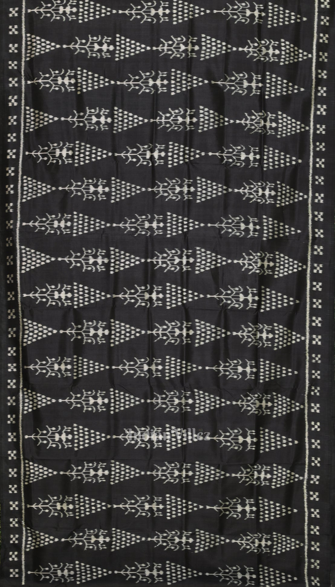 Black Tribal Art with Pasapali Border Contemporary Silk Saree