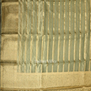 Bluish Green Zari Woven Tissue Banarasi Saree