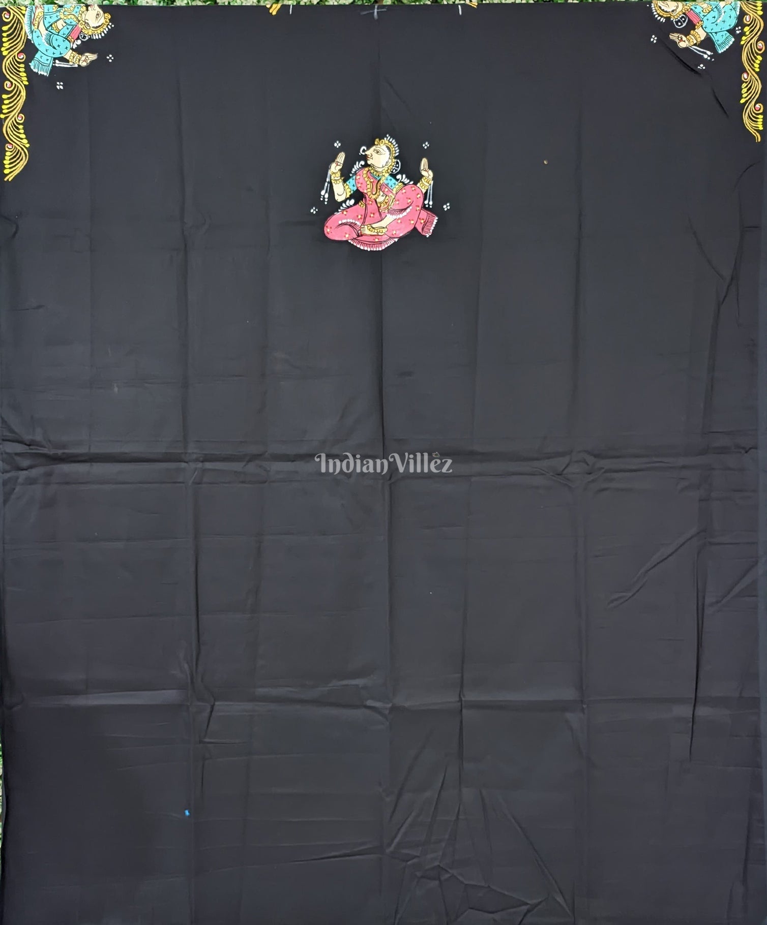 Black Nartaki Theme Pattachitra Kurti Cotton Dress Material