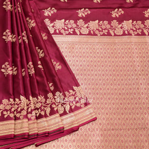 Authentic Magenta Pink Mashru Sain Silk Banarasi Saree