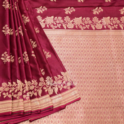 Authentic Magenta Pink Mashru Sain Silk Banarasi Saree