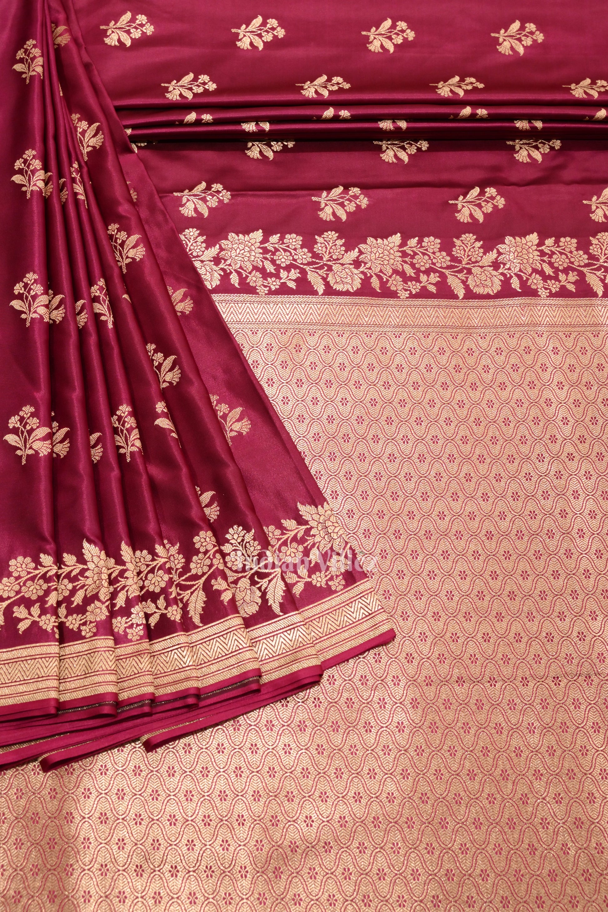 Authentic Magenta Pink Mashru Sain Silk Banarasi Saree