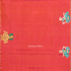 Purple Orange Hindu Festival Hand-Painted Pattachitra Saree