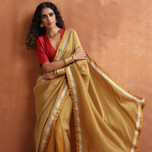 trueBrowns Gold Tissue Ready To Wear Saree