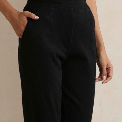 trueBrowns Black Woollen Pants