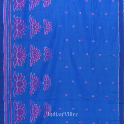 Sky Blue Lotus Pure Sambalpuri Cotton Saree