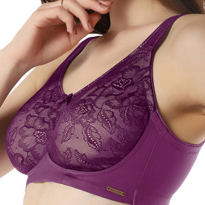 Elegant Lace Non-Padded Non-Wired Support Bra - Pickled Beet & Stucco