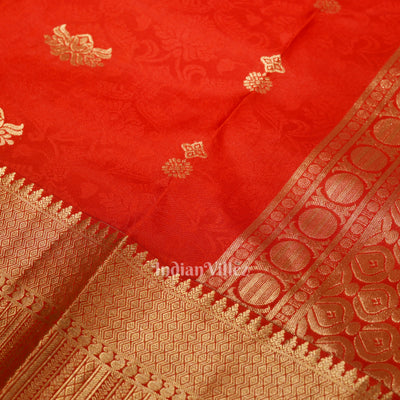 Exclusive Red Bridal Brocade Kanjivaram Silk Saree