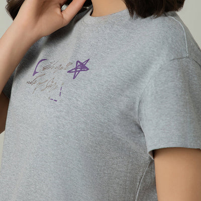 Sleep Joggers Set - Grey Melange Print