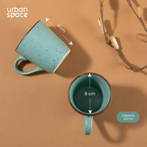 Handmade Ceramic Tea / Coffee Mugs, Set of 2, Ocean Green