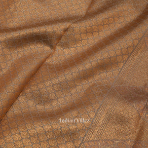 Copper With Silver Work Pure Kanjivaram Tissue Silk Saree