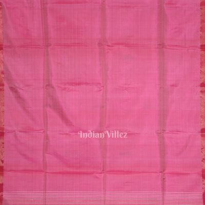 White Pink Pure Bishnupuri Silk Saree