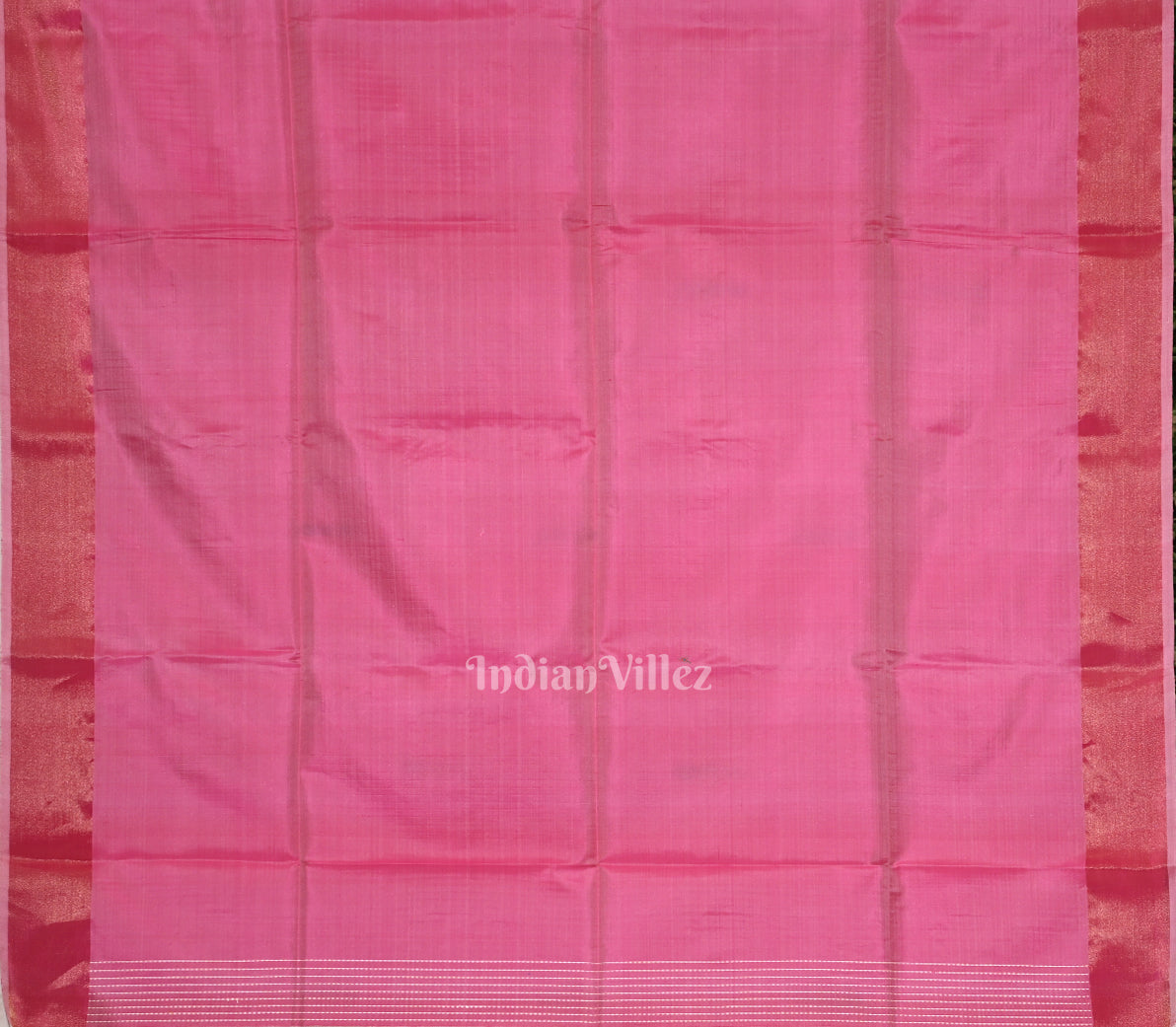 White Pink Pure Bishnupuri Silk Saree