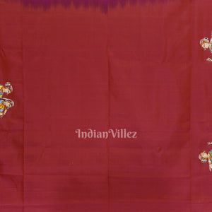 Purple Rasaleela Theme Hand-Painted Pattachitra Saree