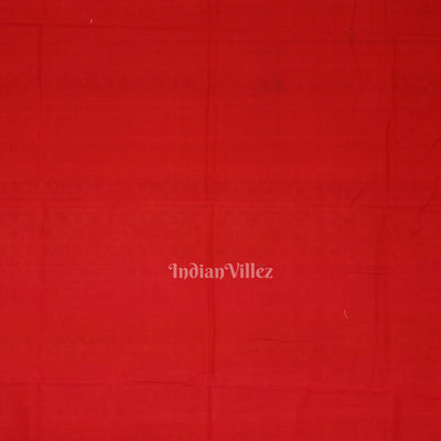 Lemon Yellow Red Ikat Sambalpuri Pure Cotton Saree