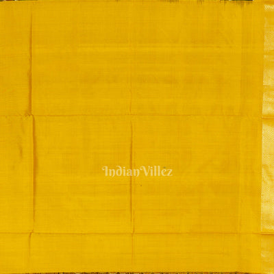 Black Yellow Nature Wildlife Design Pochampally Ikat Silk Saree