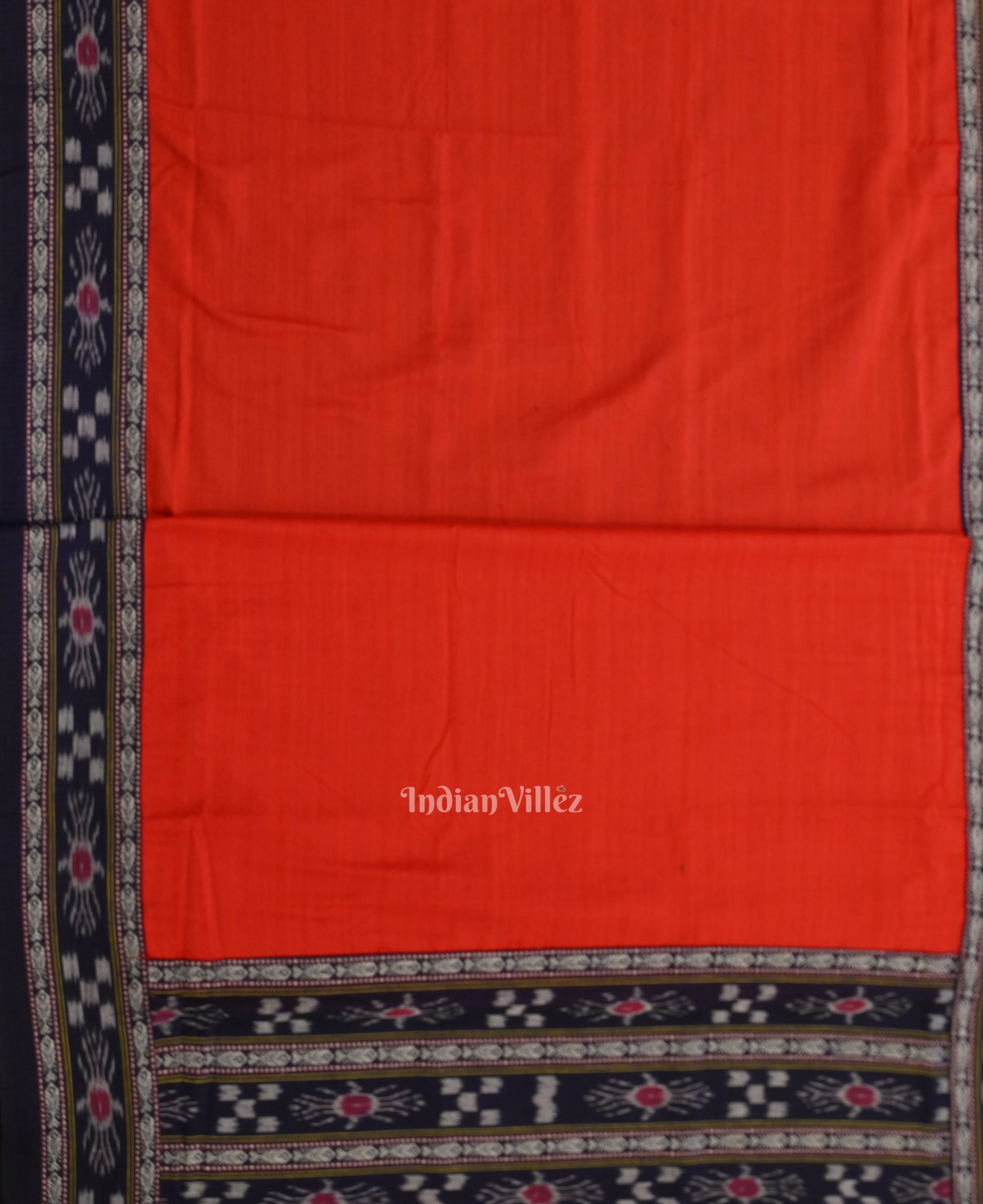 Navy Blue Red Pure Cotton Sambalpuri Dress Material & Dupatta