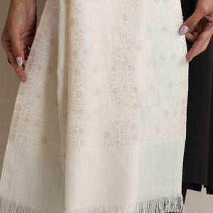 trueBrowns Ivory Gold Woollen Stole