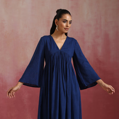 trueBrowns Blue Cotton Dobby Kurta Set