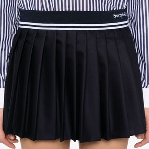 SPORTY & RICH | ABIGAIL WOOL PLEATED SKIRT { NAVY