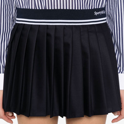 SPORTY & RICH | ABIGAIL WOOL PLEATED SKIRT { NAVY