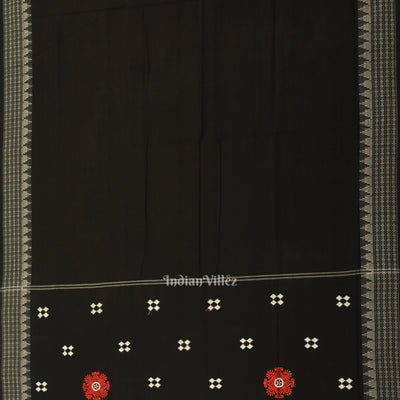 Red with Black Floral Buti Odisha Ikat  Sambalpuri Dress Material & Dupatta