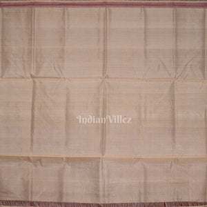 Maroon Red Cream Hazar Buti Bomkai Tussar Silk Saree with Sarabandha Anchal