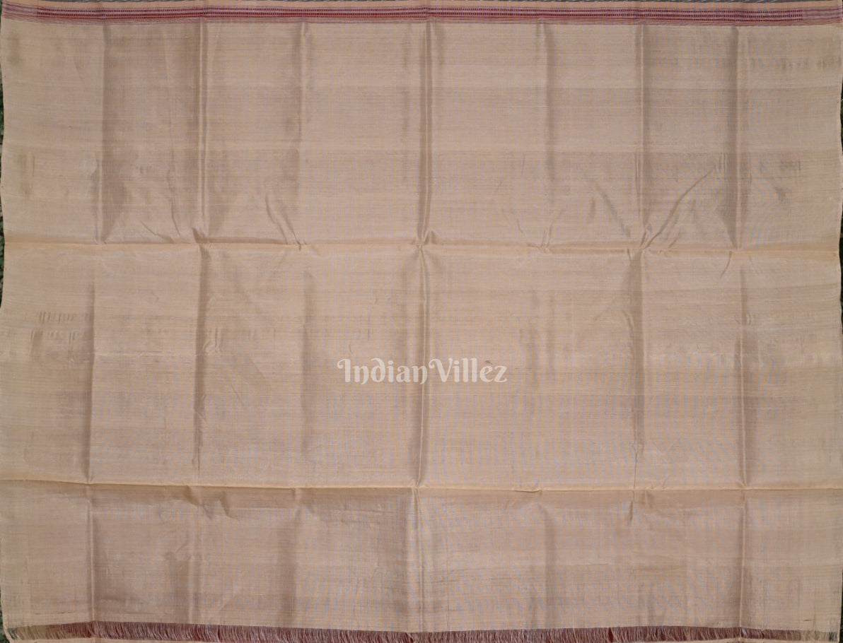 Maroon Red Cream Hazar Buti Bomkai Tussar Silk Saree with Sarabandha Anchal