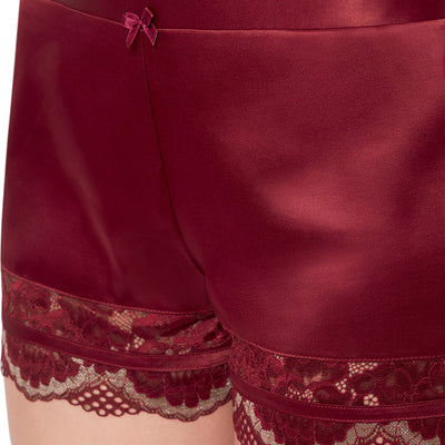 Eternal Bliss Solid Mid Rise Lounge Short - Red Berry