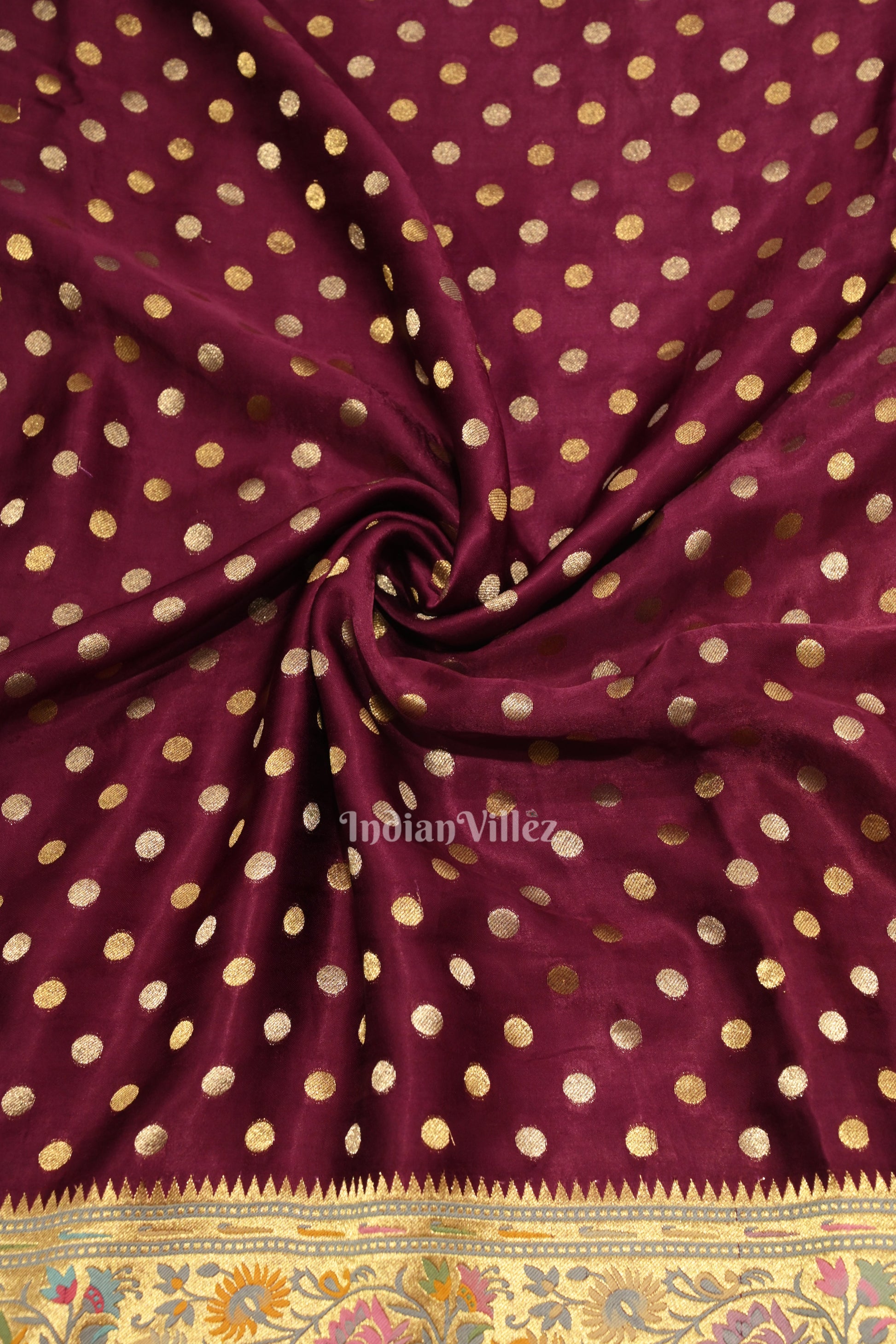 Purple Banarasi Silk Saree With Paithani Border and Pallu