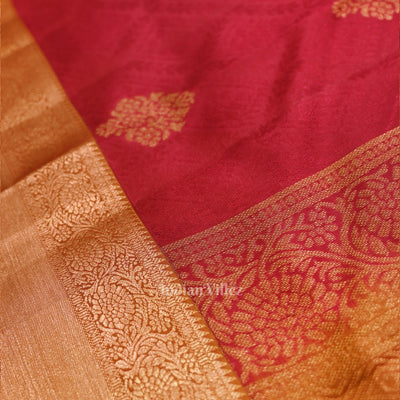 Cherry Red Pure Kanjivaram Silk Saree with Zari Brocade