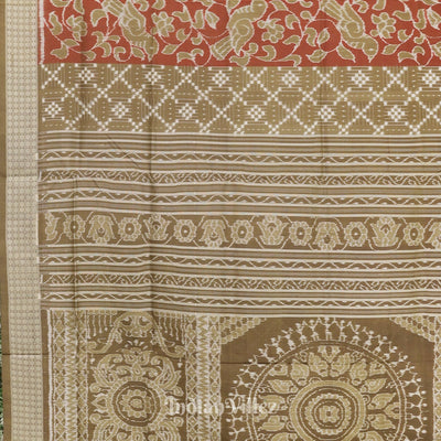 Moss Green with Maroon Odisha Ikat Sambalpuri Silk Saree