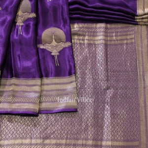 Violet Mashru Satin Silk Banarasi Saree