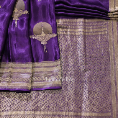 Violet Mashru Satin Silk Banarasi Saree
