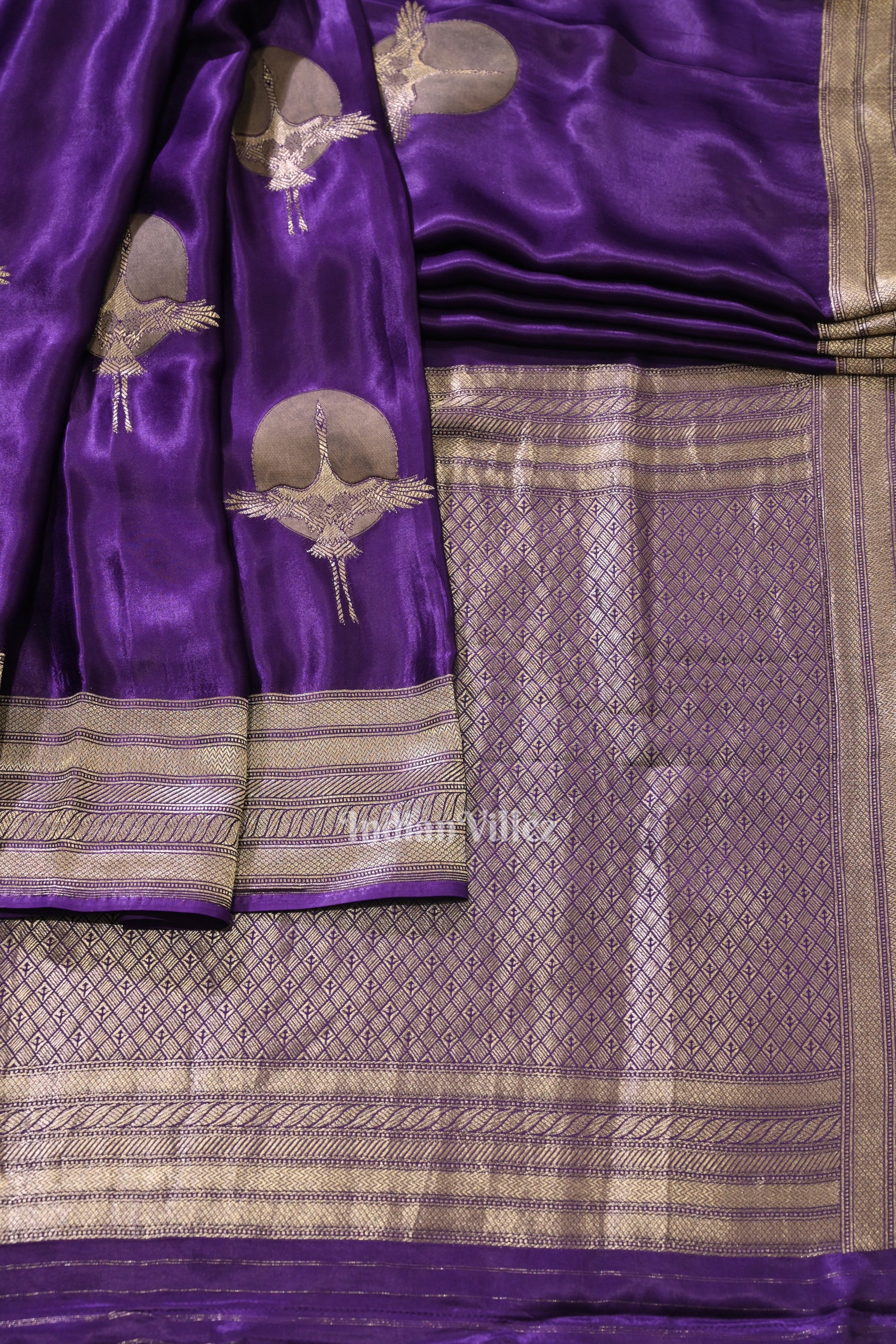 Violet Mashru Satin Silk Banarasi Saree