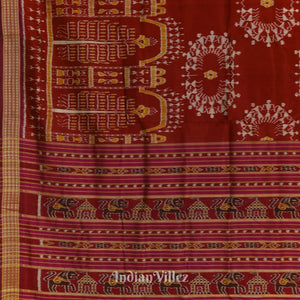 Maroon Rudrakshya Border Odisha Ikat Khandua Silk Saree