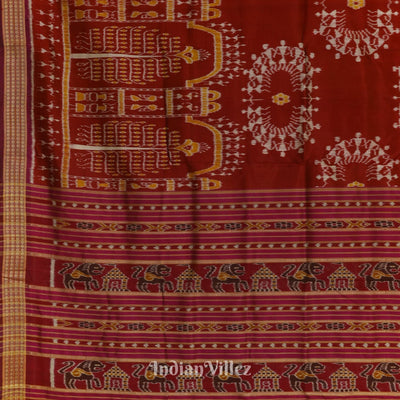 Maroon Rudrakshya Border Odisha Ikat Khandua Silk Saree