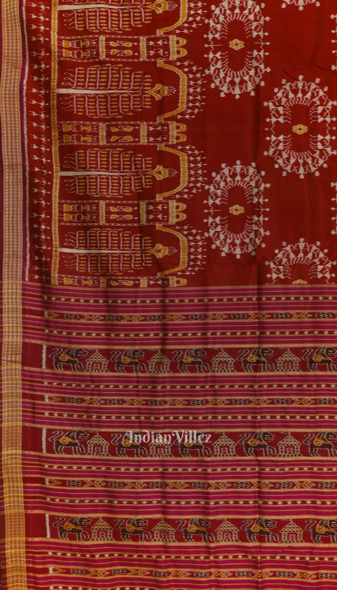Maroon Rudrakshya Border Odisha Ikat Khandua Silk Saree