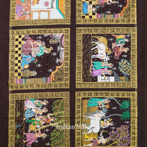 Coffee & Maroon Hindu Festival Hand-Painted Pattachitra Saree