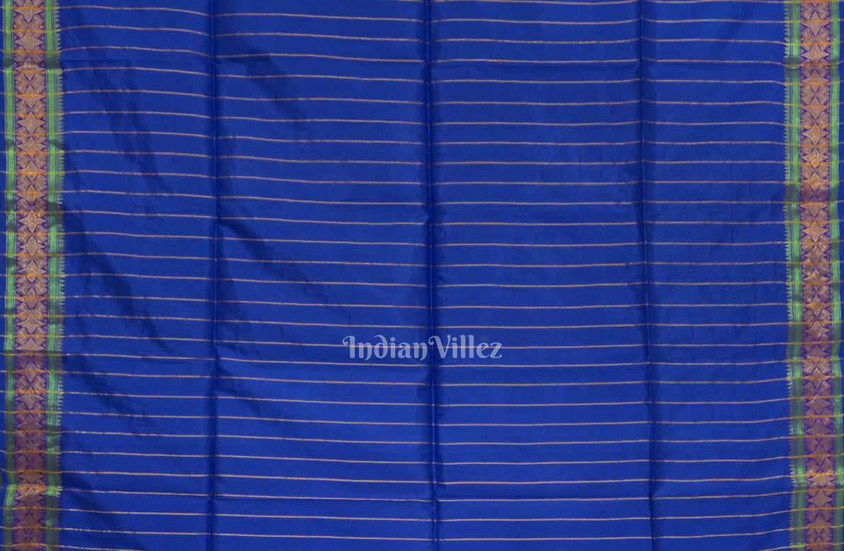 Soft Maroon With Blue Pure Bishnupuri  Silk Saree