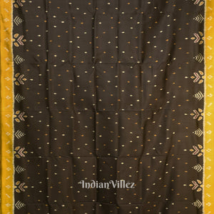 Black Yellow Pasapali Border Contemporary Silk Saree