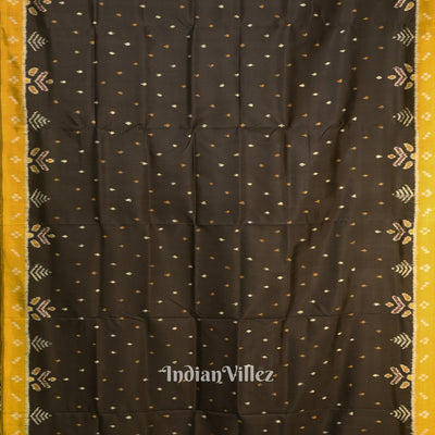 Black Yellow Pasapali Border Contemporary Silk Saree