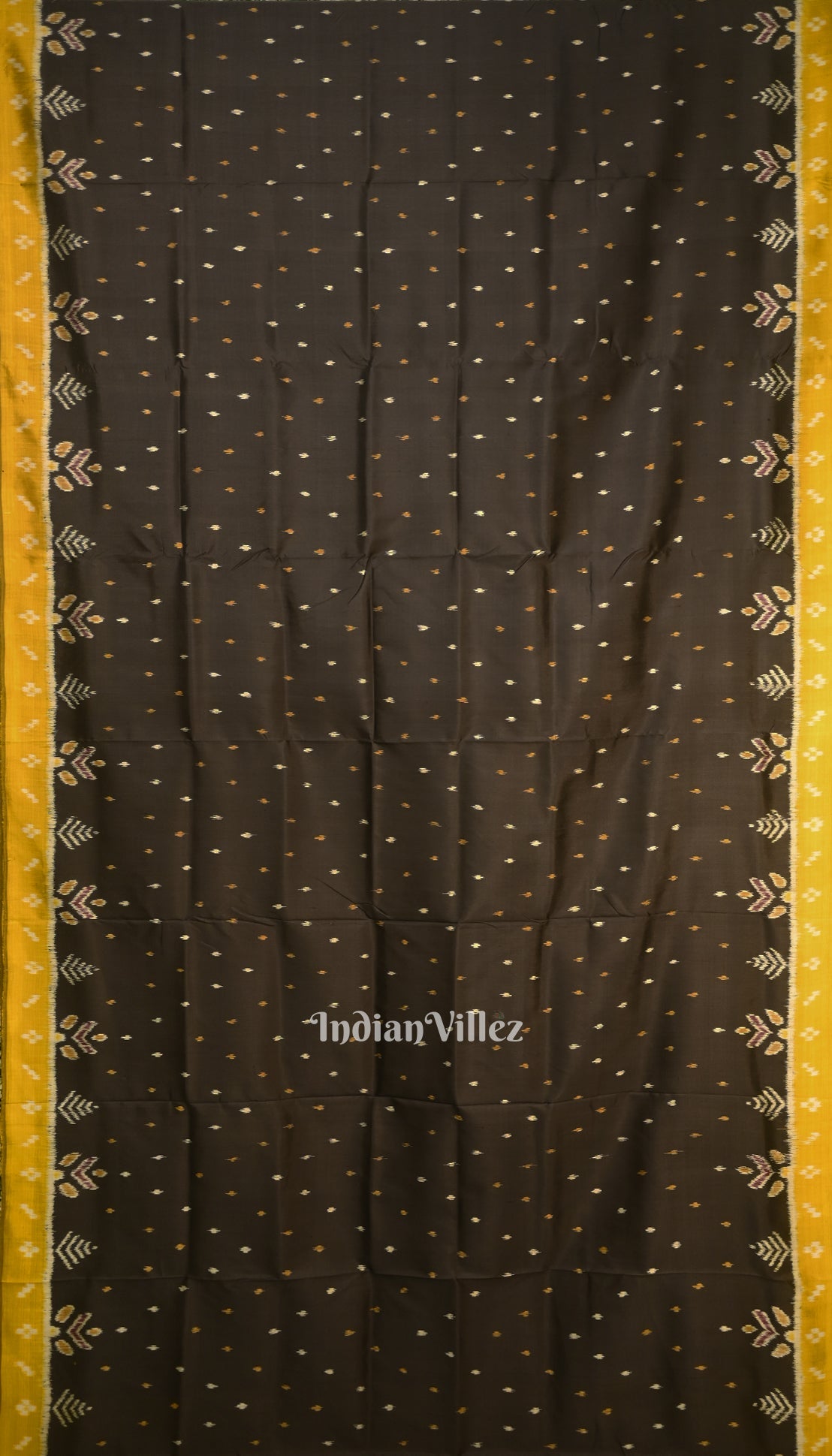 Black Yellow Pasapali Border Contemporary Silk Saree