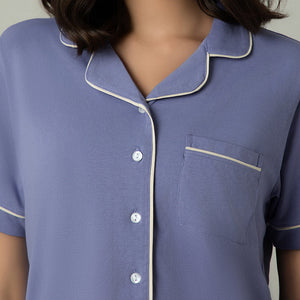 Sleep Button Down PJ Set - Lavender Violet